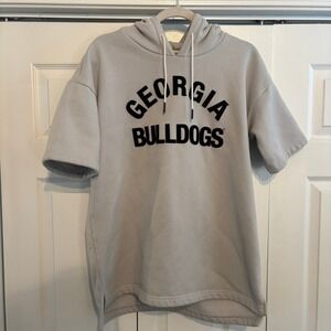 Georgia Bulldogs Short Sleeve Hoodie Sweatshirt Mens Size L Gray Fanatics